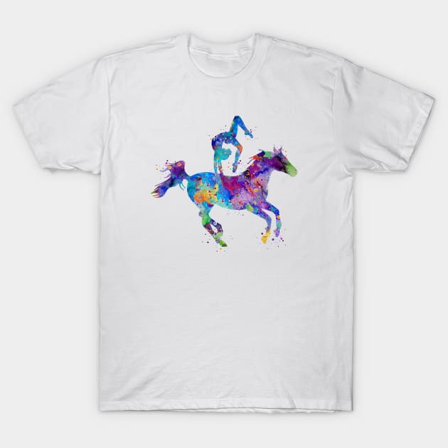 Girl Equestrian Vaulting Watercolor T-Shirt by LotusGifts